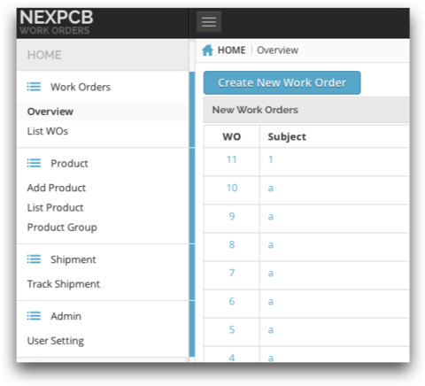 Quick start of work order system – NexPCB
