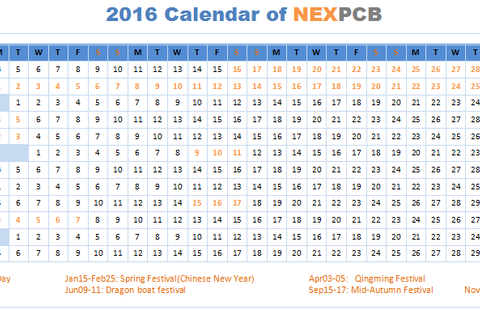2016 Vacation Calendar